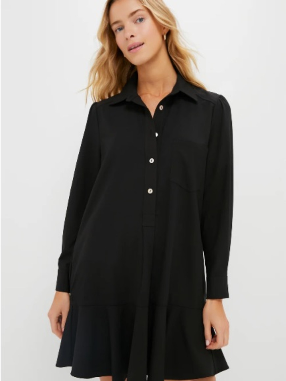 Tuckernuck Black Callahan Long-Sleeve Shirt Dress Tunic